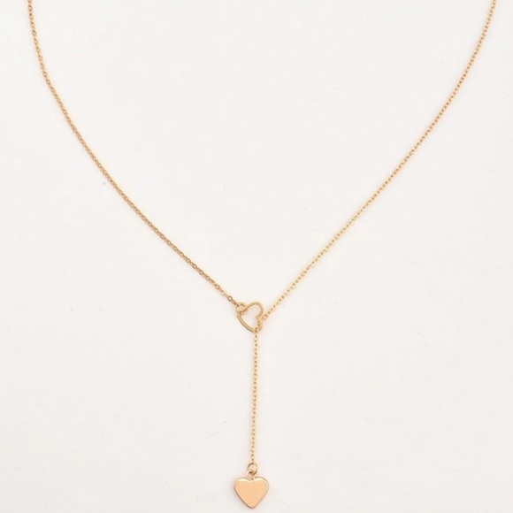 3/$30 Gold Heart Lariat Necklace - Picture 3 of 7